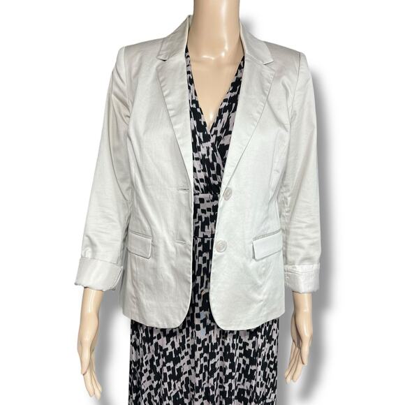212 Collection Womens Blazer Suit Jacket Single Breast Notched Collar Beige Sz 8 - Picture 2 of 15